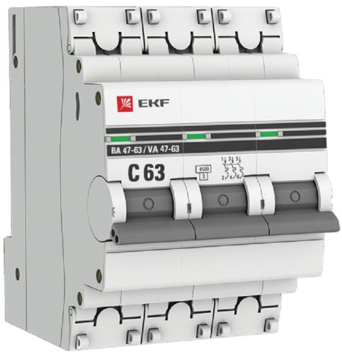 Выключатель автоматический EKF PROxima ВА47-63 3п 63А C 4.5кА картинка
